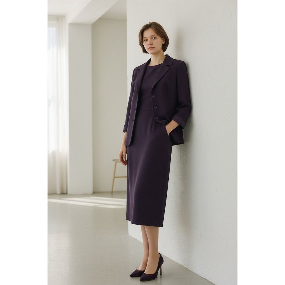 Talbots Womens Purple Jacket & Dress Set Size 6 Business 2-Piece Careercore rich